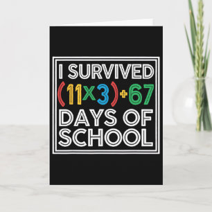Carte J'ai survécu 100 jours d'école équation mathématiq