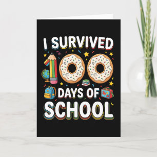 Carte J'ai survécu 100 jours d'école Funny Donut Enseign