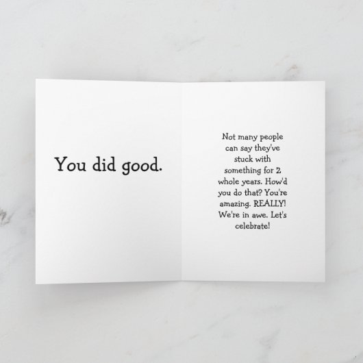 Carte J'ai survécu 2 ans à l'anniversaire de l'employé-e (Intérieur)