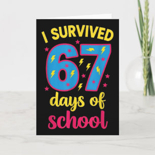 Carte J'ai survécu 67 jours d'école 100 jours Brainrot S