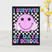 Carte J'ai survécu 67 jours d'école Drôle 67 Mème Étudia (Fleur jaune)