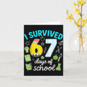 Carte J'ai Survécu 67 Jours D'école Drôle Mème Professeu (Fleur jaune)