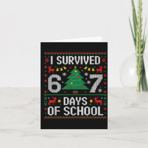 Carte J'ai survécu 67 jours d'école drôle six sept mème