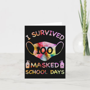 Carte J'Ai Survécu À 100 Journées Scolaires Masquées Pou