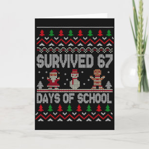 Carte J'ai survécu à 67 jours de thé de Noël étudiant à