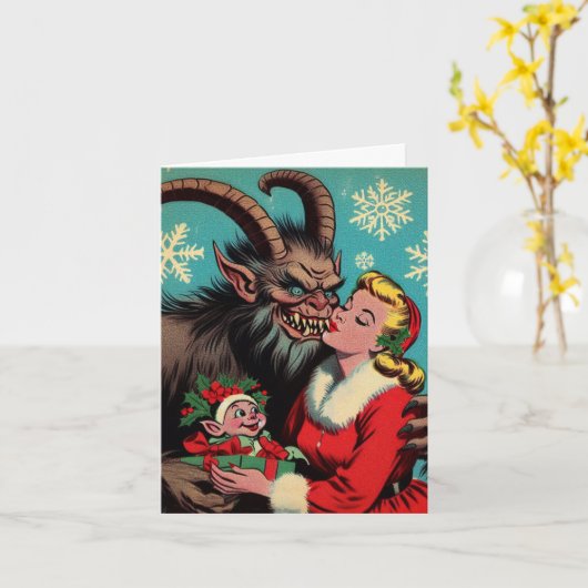 Carte J'ai vu maman embrasser Krampus (Fleur jaune)