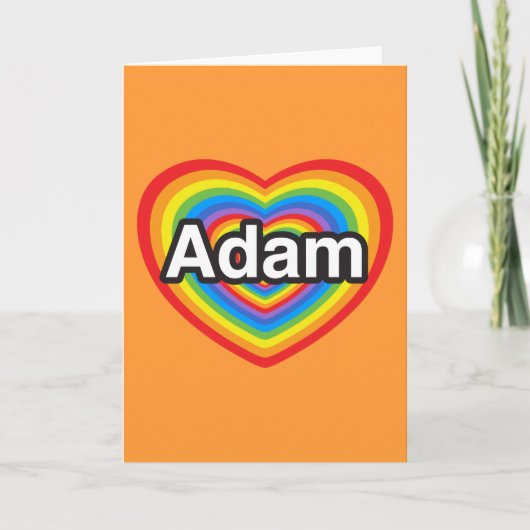 Carte J'aime Adam. Je t'aime Adam. Cœur (Devant)