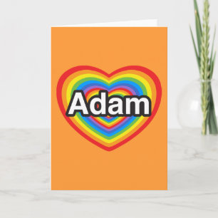 Carte J'aime Adam. Je t'aime Adam. Cœur
