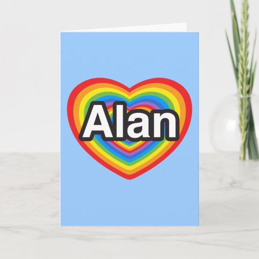 Carte J'aime Alan. Je t'aime Alan. Cœur (Devant)