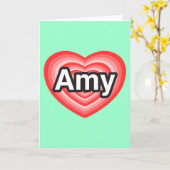 Carte J'aime Amy. Je t'aime Amy. Coeur (Fleur jaune)