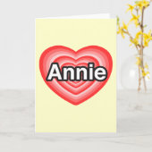 Carte J'aime Annie. Je t'aime Annie. Coeur (Fleur jaune)