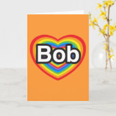 Carte J'aime Bob. Je t'aime Bob. Cœur (Fleur jaune)