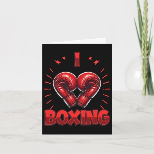 Carte J'aime Boxing Red Boxing Gants Heartshape Love Bo (Devant)