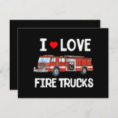 Carte J'aime Camion-feu (Devant / Derrière)