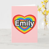 Carte J'aime Emily. Je t'aime Emily. Cœur (Fleur jaune)