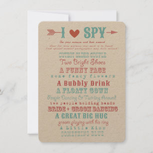 Carte J'aime espion Photo Hunt Game