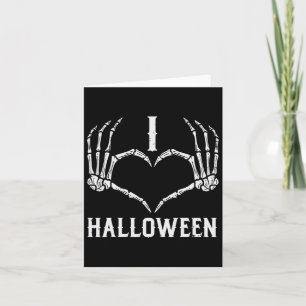 Carte J'aime Halloween Squelette Mains Coeur mignonne Fe