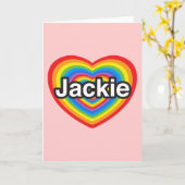 Carte J'aime Jackie. Je t'aime Jackie. Coeur (Fleur jaune)
