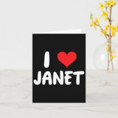 Carte J'aime Janet - Cœur - Nom (Fleur jaune)