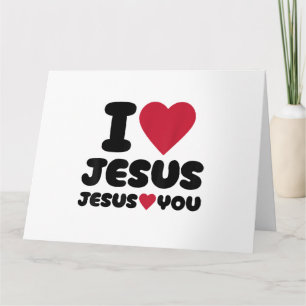 Carte J'aime Jésus et Jésus t'aime chrétien