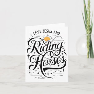 Carte J'Aime Jésus Et Les Chevaux D'Équitation Filles À