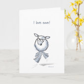 Carte J'aime la brebis ! Anniversaire heureux ! (Fleur jaune)