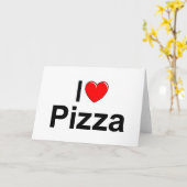 Carte J'aime la pizza (de coeur) (Fleur jaune)