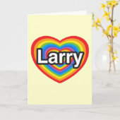 Carte J'aime Larry. Je t'aime Larry. Coeur (Fleur jaune)