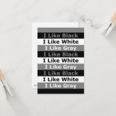 Carte J'Aime Le Blanc Noir Et La Couleur Gris Design Gra (Devant/Arrière en situation)