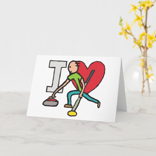 Carte J'Aime Le Curling (Fleur jaune)