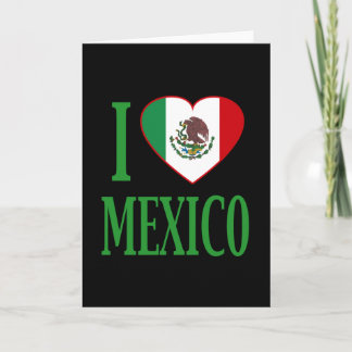 Carte J'aime le Mexique avec le coeur du drapeau