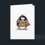 Carte J'aime le pingouin de Latkes<br><div class="desc">Un pingouin de vacances d'amusement juste pour Hanoukka. Montrez votre esprit de vacances avec ce pingouin affectueux de latke mignon.</div>