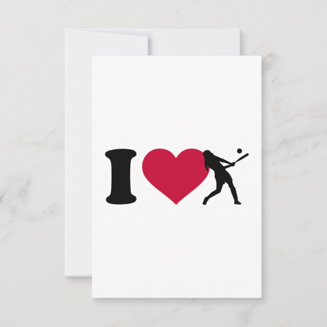 Carte J'aime le softball (Devant)