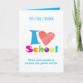 Carte J'Aime L'École. Retour à l'école de dessin animé (Devant)