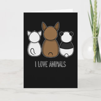 Carte J'aime les animaux Chat chien panda animal sauveta
