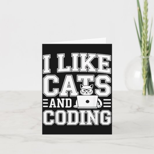 Carte J'aime les chats et le codeur de programmation sur (Devant)