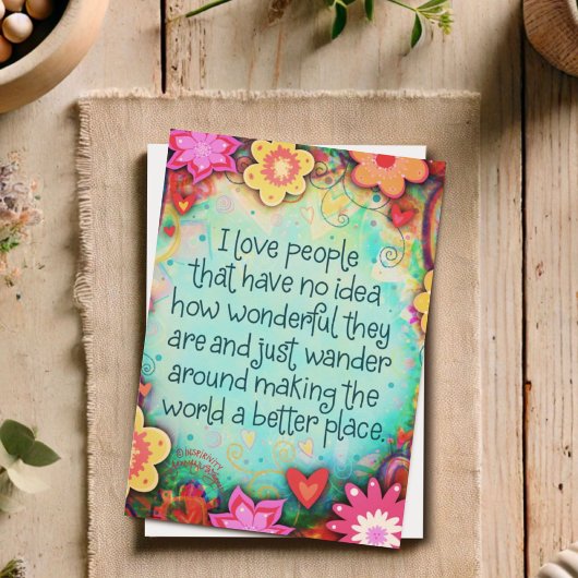 Carte J'Aime Les Gens Plutôt Whimsical Floral Gai