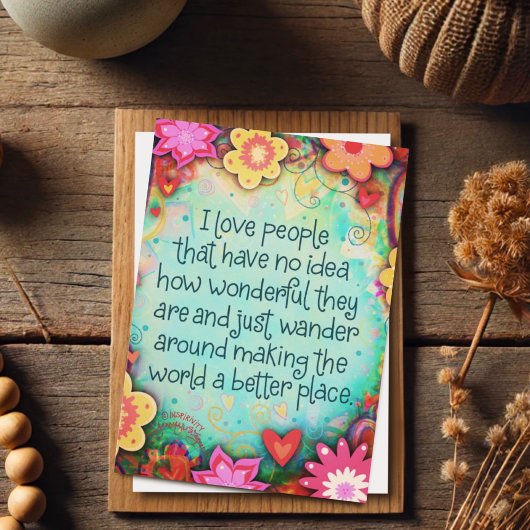 Carte J'Aime Les Gens Plutôt Whimsical Floral Gai