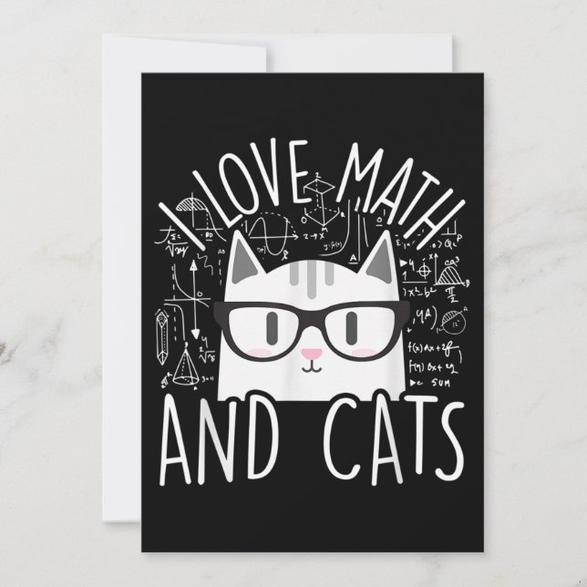 Carte J'Aime Les Maths Et Les Chats Cute Kitty Chat (Devant)