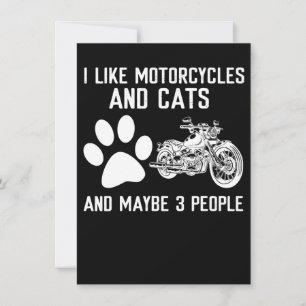 Carte J'Aime Les Motos Et Les Chats Drôle Don D'Art