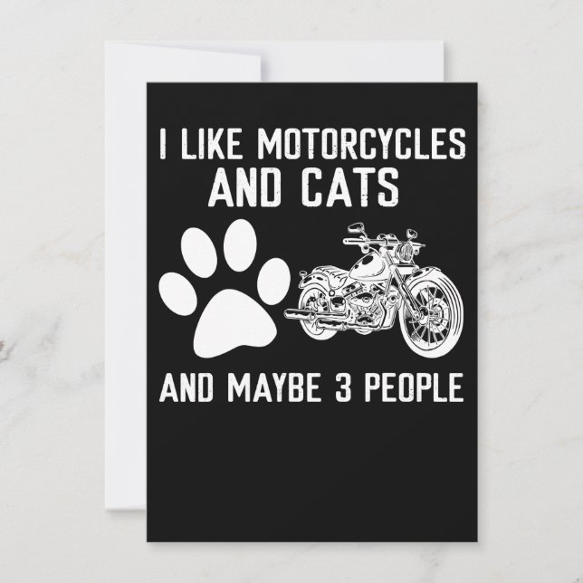 Carte J'Aime Les Motos Et Les Chats Drôle Don D'Art (Devant)