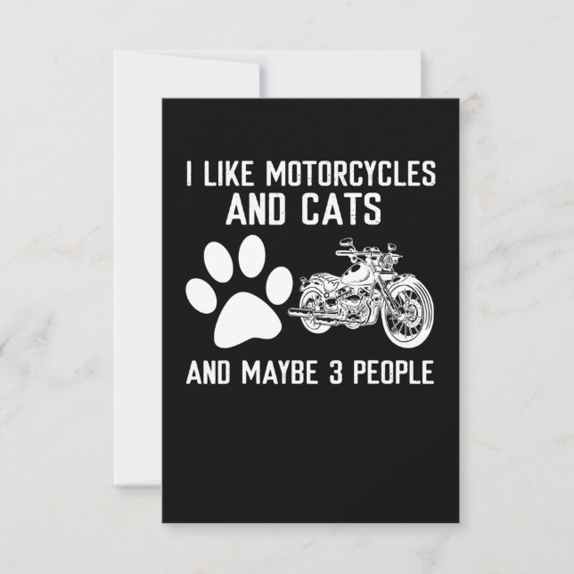 Carte J'Aime Les Motos Et Les Chats Drôle Don D'Art (Devant)