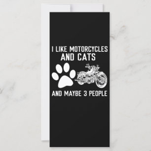Carte J'Aime Les Motos Et Les Chats Drôle Don D'Art