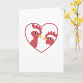 Carte J'Aime Les Poulets Mignons Dans Le Coeur Du Coeur (Fleur jaune)
