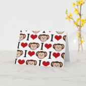 Carte J'aime les singes sur un arrière - plan blanc. (Fleur jaune)