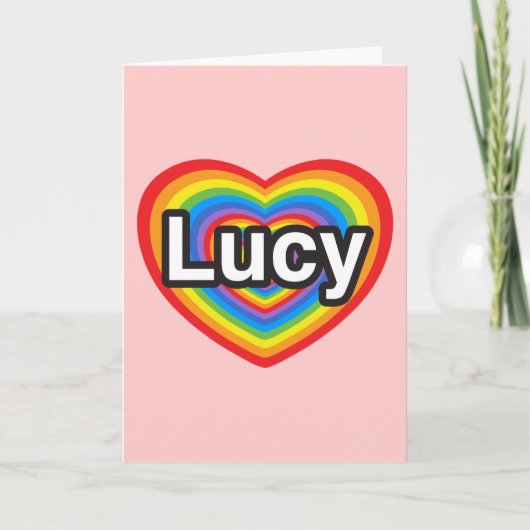 Carte J'aime Lucy. Je t'aime Lucy. Cœur (Devant)