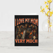 Carte J'Aime Ma Mère Beaucoup Drôle Mème Squelette (Fleur jaune)