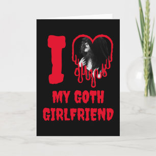 Carte J'aime ma petite amie gothique Photo de cœur rouge