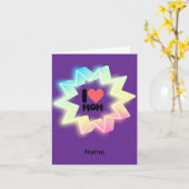 Carte J'aime Maman Étoile Néon Colorée (Fleur jaune)