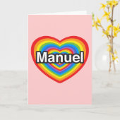 Carte J'aime Manuel. Je t'aime Manuel. Cœur (Fleur jaune)